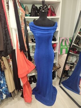 SHEIN Off-Shoulder Royal Blue Maxi Gown